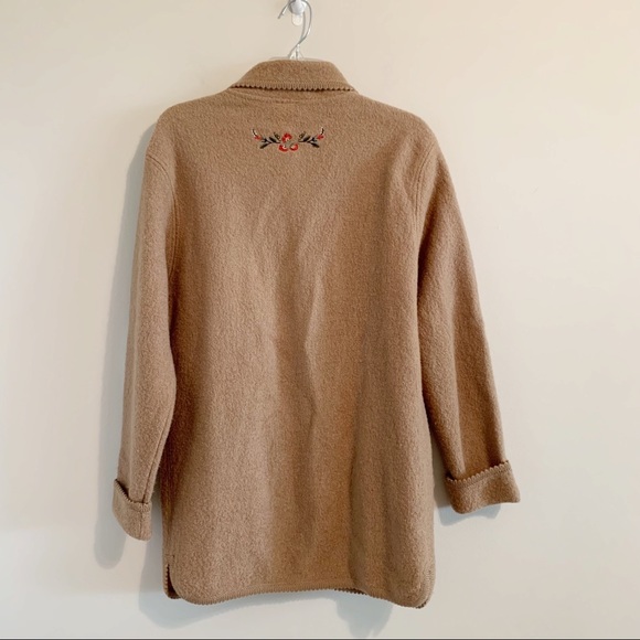 Vintage Wool Coat Twee Boucle Wool Embroidered Long Line Coat - Picture 2 of 15